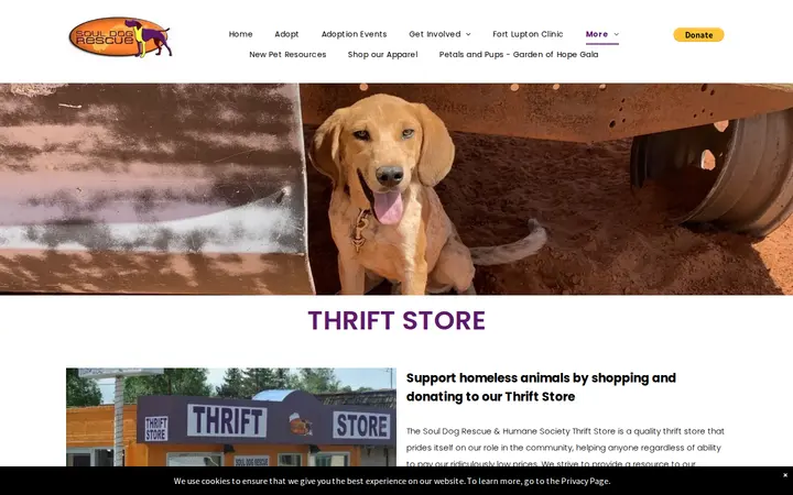 Website of Soul Dog Rescue Thrift Store