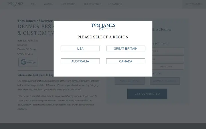 Website of Tom James Company