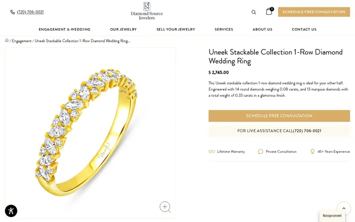 /product/uneek-stackable-collection-1-row-diamond-wedding-ring — Diamond Source Jewelers