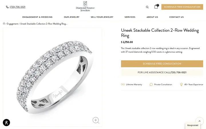 /product/uneek-stackable-collection-2-row-wedding-ring — Diamond Source Jewelers
