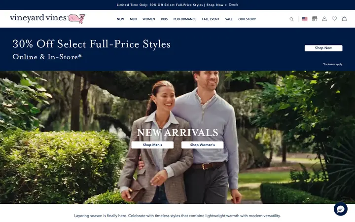 Website of vineyard vines Outlet