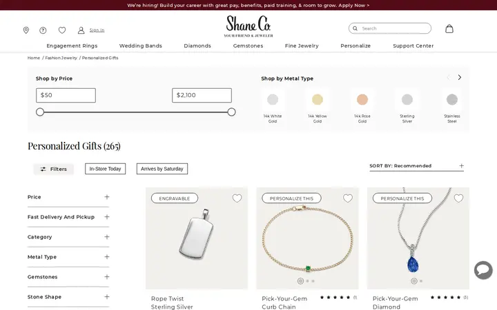 /fashion-jewelry/personalized-gifts/c — Shane Co.