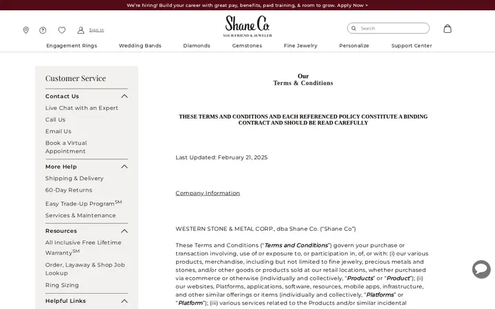 /about/terms-and-conditions — Shane Co.