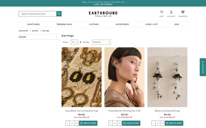 /accessories/jewelry/earrings — Earthbound Trading Co.