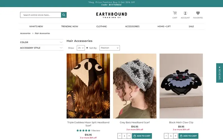 /accessories/hair-accessories — Earthbound Trading Co.