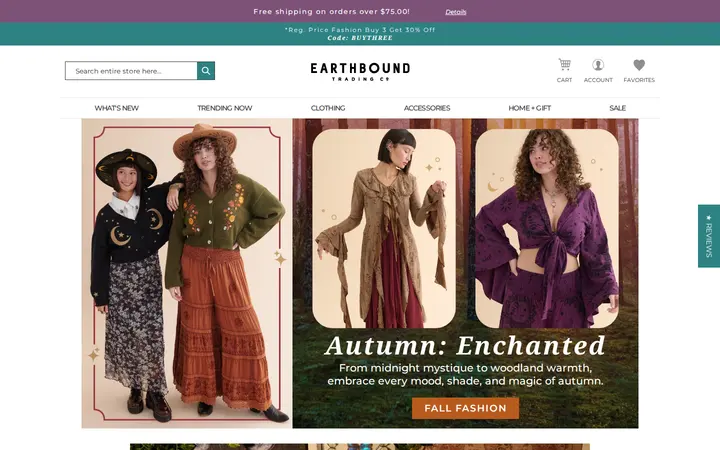 Website of Earthbound Trading Co.