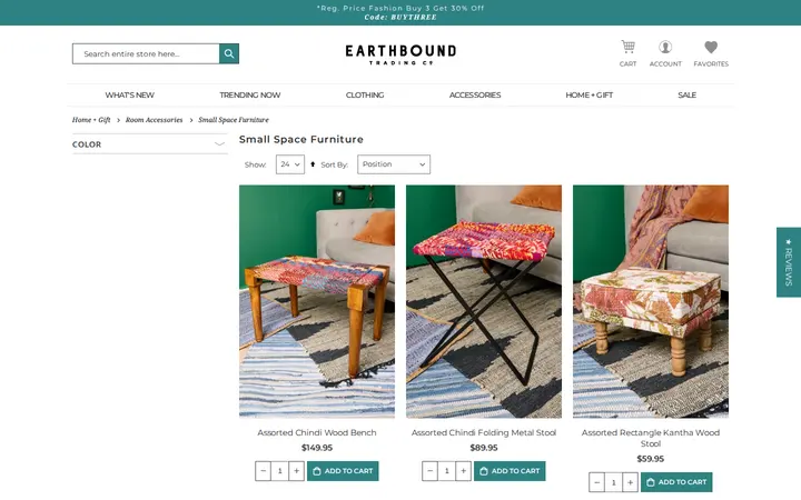 /home-gift/room-accessories/small-space-furniture — Earthbound Trading Co.