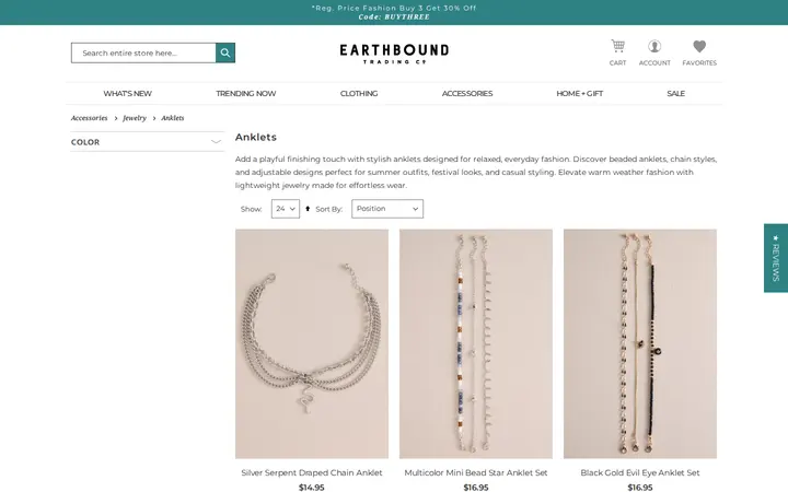 /accessories/jewelry/anklets — Earthbound Trading Co.
