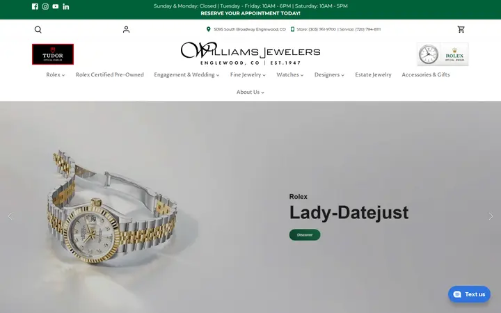 Website of Williams Jewelers