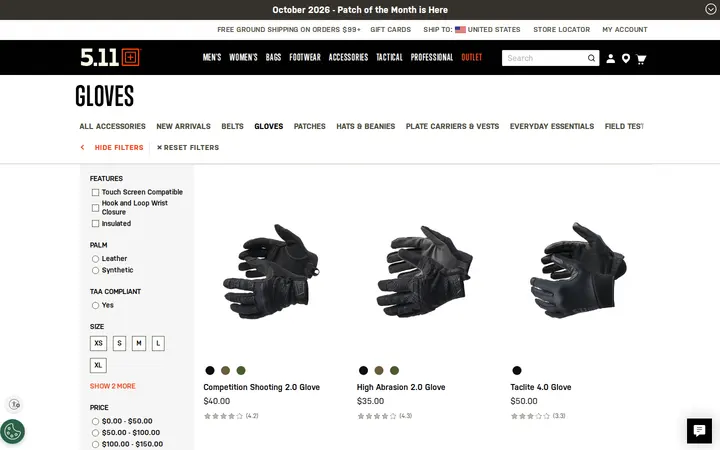 /accessories/gloves.html — 5.11