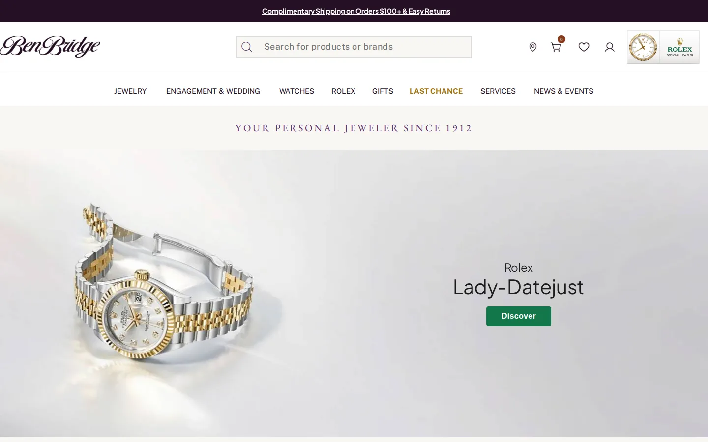 Captured website of Ben Bridge Jeweler