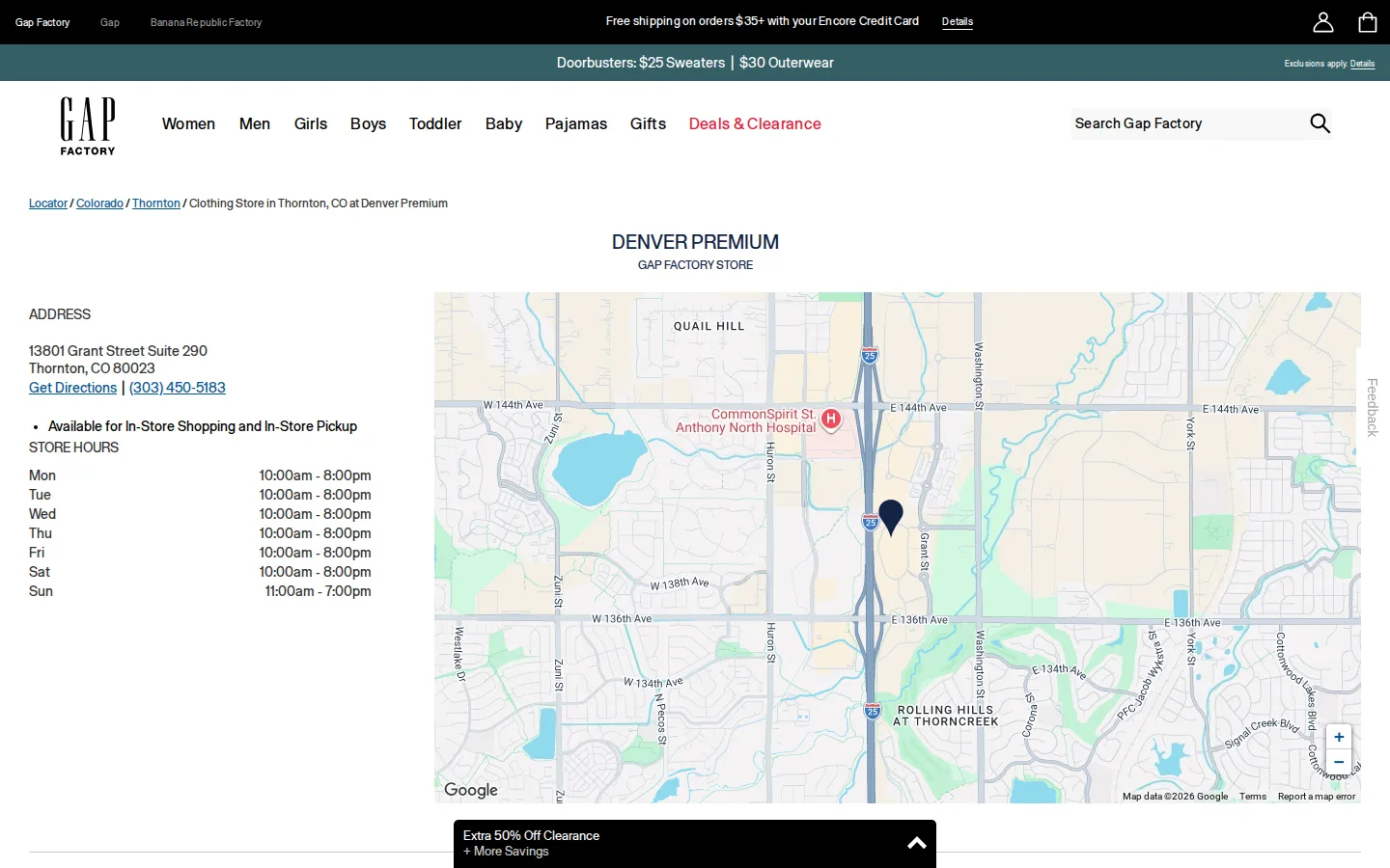 Captured website of Gap Factory