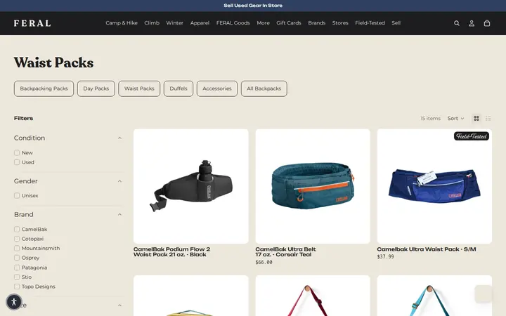 /collections/waist-packs — FERAL - New and Used Outdoor Goods