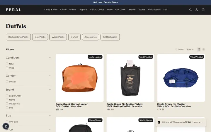 /collections/duffels — FERAL - New and Used Outdoor Goods