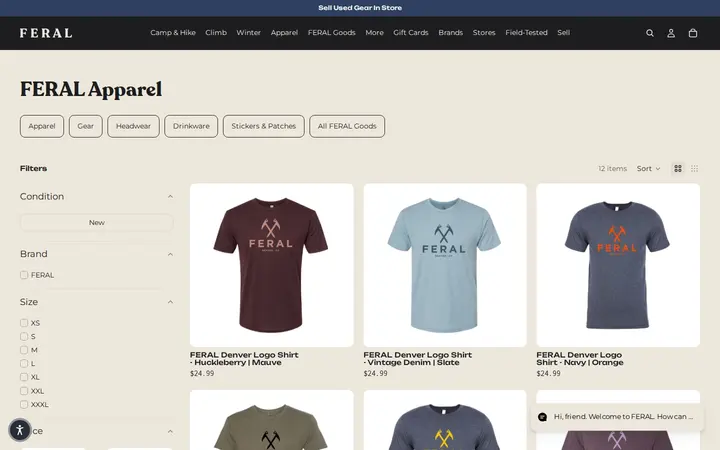 /collections/feral-apparel — FERAL - New and Used Outdoor Goods