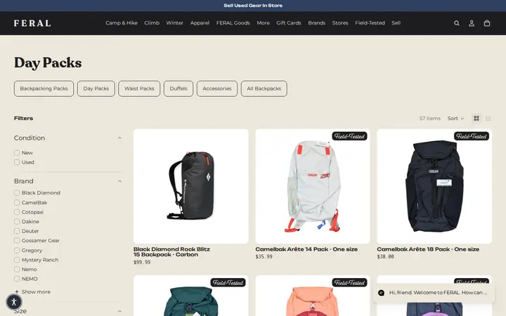 /collections/day-packs — FERAL - New and Used Outdoor Goods
