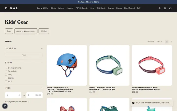 /collections/kids-apparel-copy — FERAL - New and Used Outdoor Goods