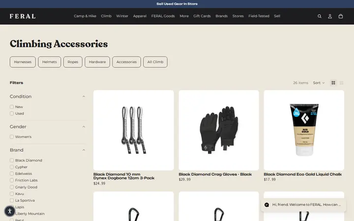 /collections/climbing-accessories — FERAL - New and Used Outdoor Goods