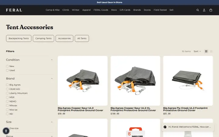 /collections/tent-accessories — FERAL - New and Used Outdoor Goods