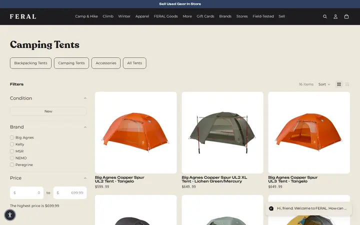 /collections/camping-tents — FERAL - New and Used Outdoor Goods