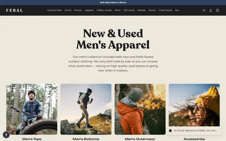 /collections/mens-apparel-copy — FERAL - New and Used Outdoor Goods