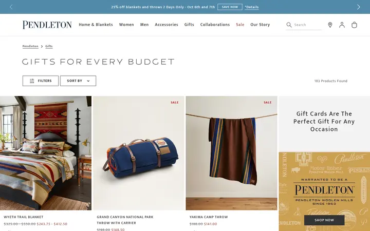 /gifts/gifts-for-every-budget — Pendleton