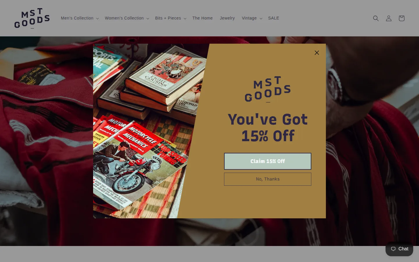 Captured website of Mountain Standard Goods