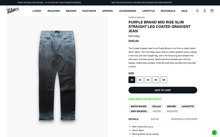 /collections/latest-apparel/products/purple-brand-mid-rise-slim-straight-leg-coated-gradient-jean-mid-indigo — Sneaker Politics
