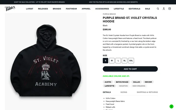 /collections/latest-apparel/products/purple-brand-st-violet-crystals-hoodie-black — Sneaker Politics