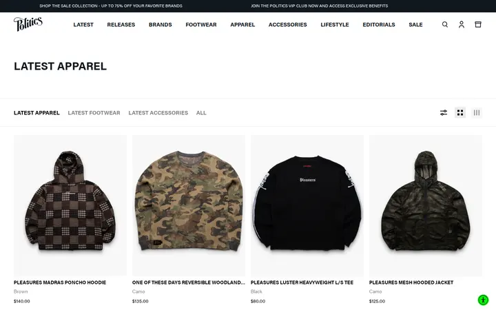 /collections/latest-apparel — Sneaker Politics