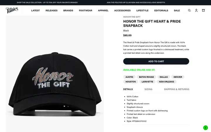 /collections/latest-accessories/products/honor-the-gift-heart-pride-snapback-black — Sneaker Politics