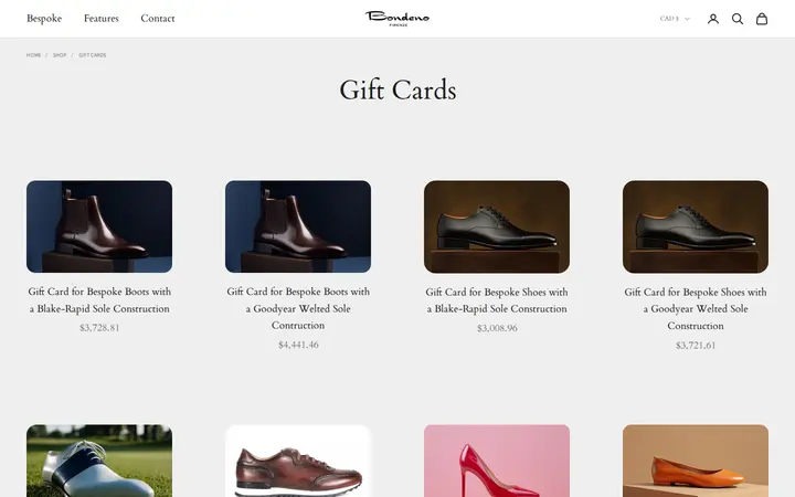 /collections/gift-cards-for-her-copy — Bondeno Bespoke Custom Made Dress Shoes and Boots Service Center of Denver