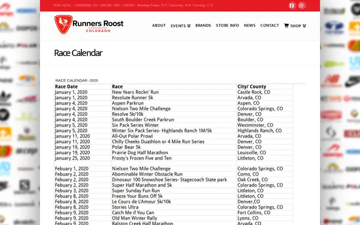 /race-calendar — Runners Roost Lakewood
