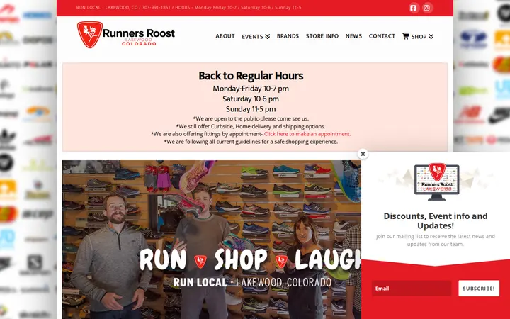 Website of Runners Roost Lakewood
