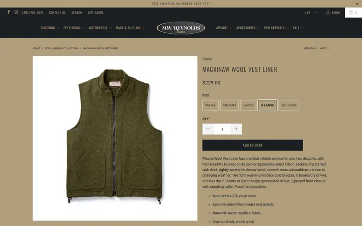 /collections/wool-apparel-collection/products/wool-vest-liner — M.W. Reynolds