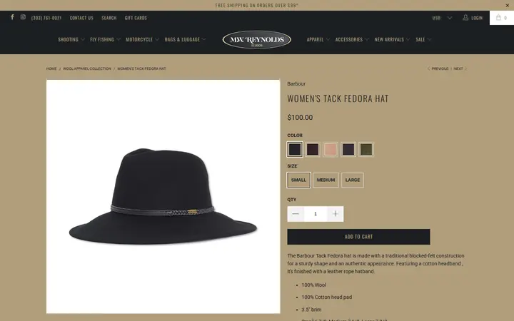 /collections/wool-apparel-collection/products/tack-fedora-hat — M.W. Reynolds