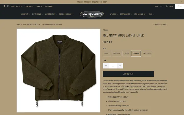 /collections/wool-apparel-collection/products/wool-jacket-liner — M.W. Reynolds