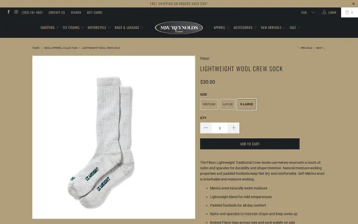 /collections/wool-apparel-collection/products/lightweight-wool-crew-sock-1 — M.W. Reynolds