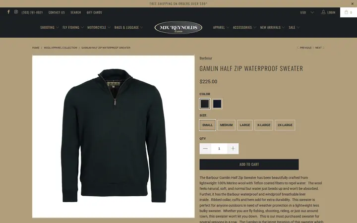 /collections/wool-apparel-collection/products/gamlan-half-zip-waterproof-sweater — M.W. Reynolds