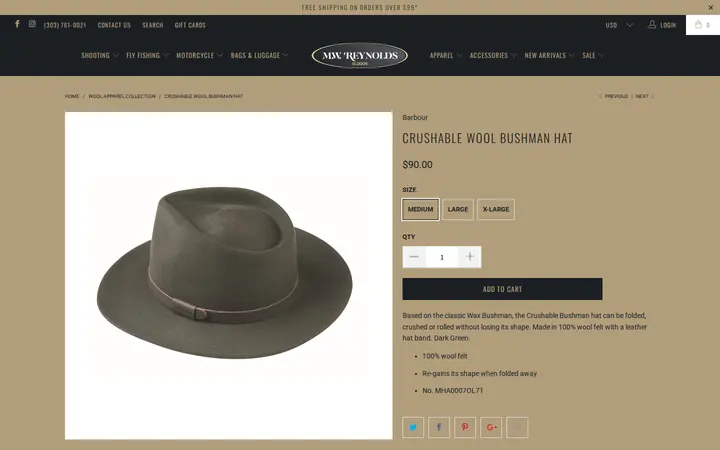 /collections/wool-apparel-collection/products/crushable-wool-bushman — M.W. Reynolds