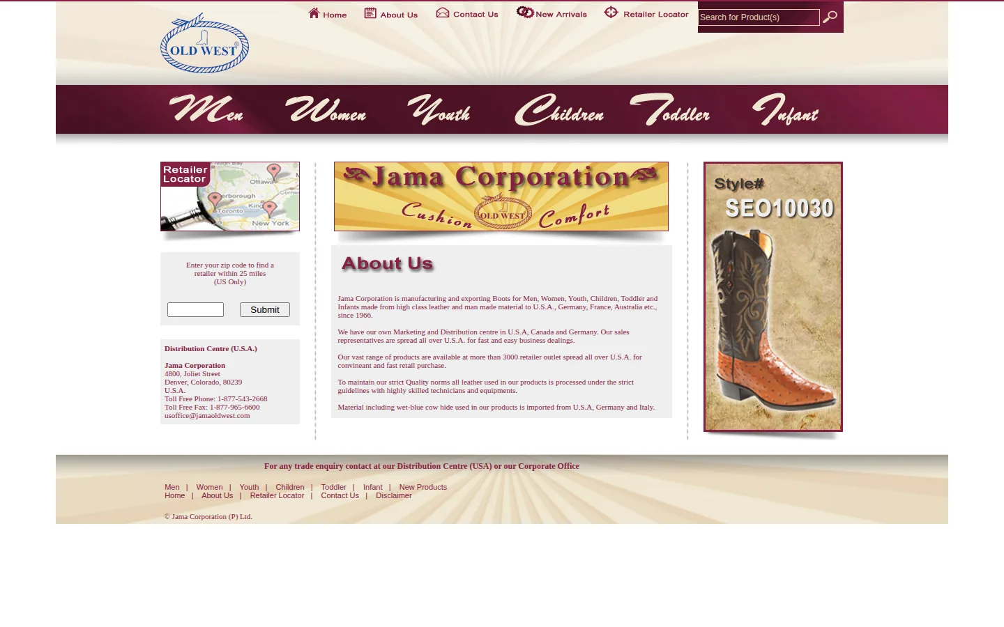 Captured website of Jama - Old West Boots