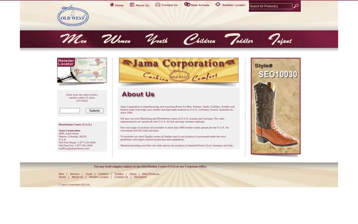 Website of Jama - Old West Boots