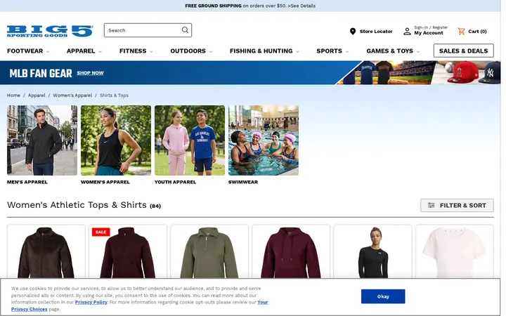 /store/browse/apparel/womens-apparel/shirts-and-tops/_/N-adl — Big 5 Sporting Goods