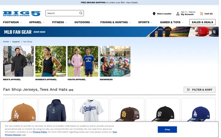 /store/browse/apparel/fan-shop/_/N-6t2ycdZ8s0 — Big 5 Sporting Goods