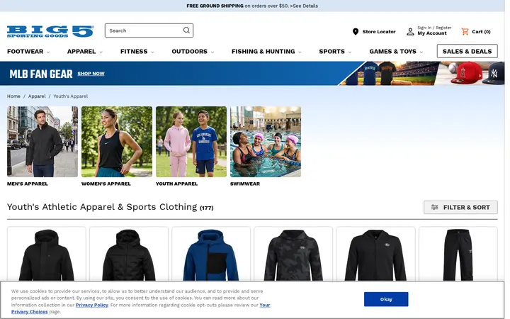 /store/browse/apparel/youths-apparel/_/N-8rd — Big 5 Sporting Goods