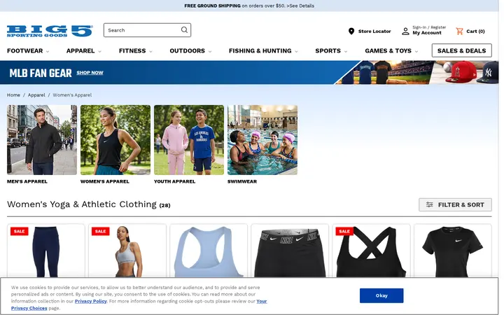 /store/browse/apparel/womens-apparel/_/N-1z13yfeZ8ql — Big 5 Sporting Goods
