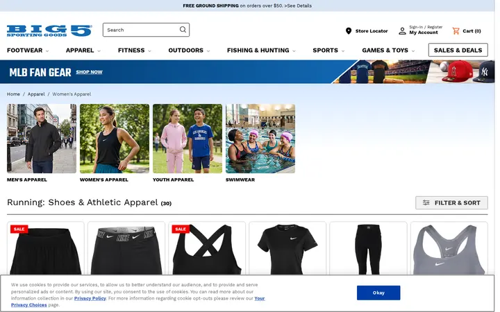 /store/browse/apparel/womens-apparel/_/N-1z13zoaZ8ql — Big 5 Sporting Goods
