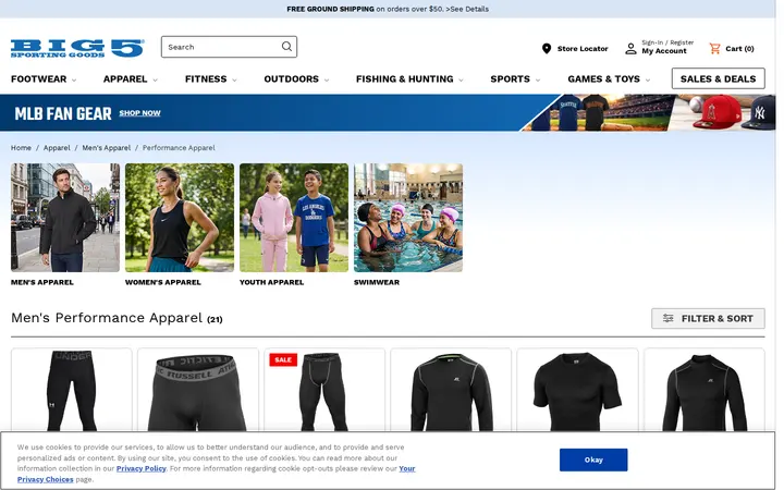 /store/browse/apparel/mens-apparel/performance-apparel/_/N-1wq8quc — Big 5 Sporting Goods
