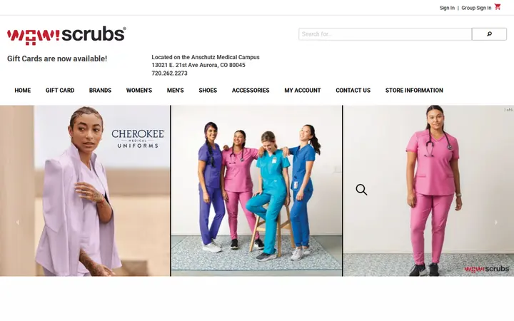 Website of WOW! Scrubs