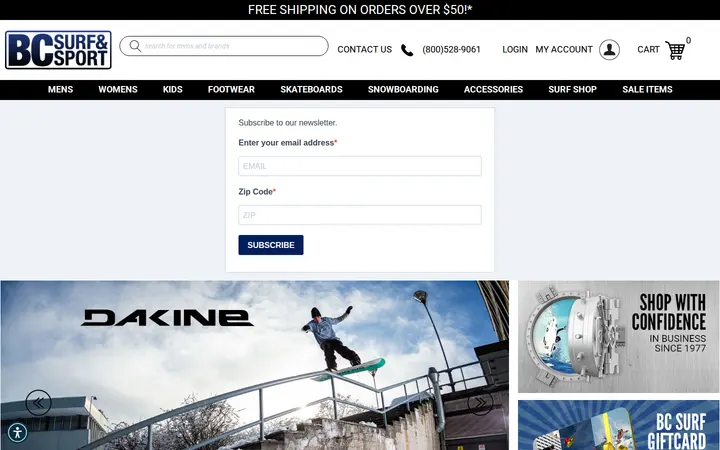 Website of BC Surf & Sport @ Lonetree